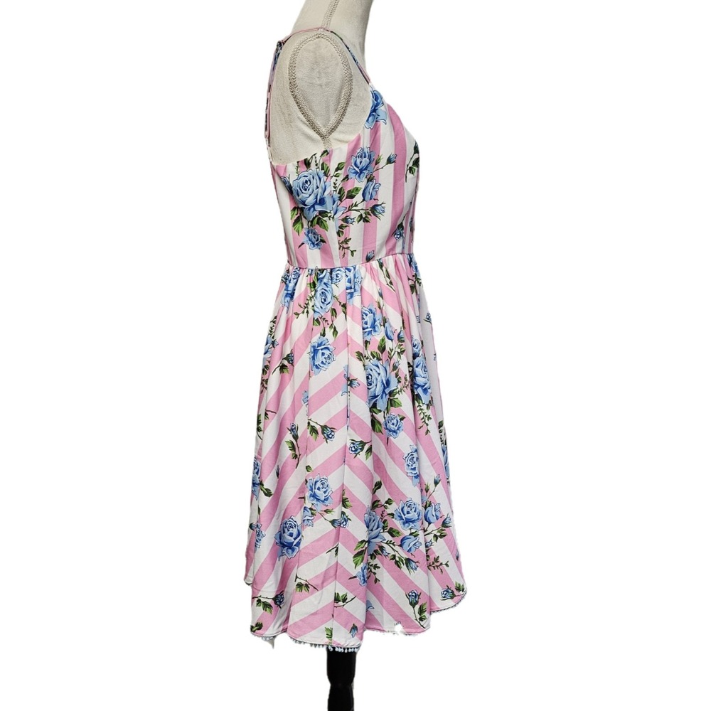 NWT Sourpuss Sweets Carousel Roses Pink Stripe Swing Dress Size S Pinup Punk - Picture 3 of 10